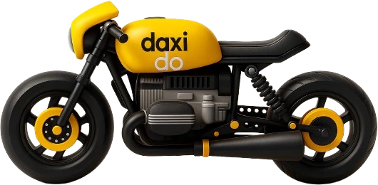 A Daxido-branded motorcycle in yellow and black.